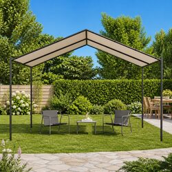 Beige 4x4m Canopy Tent with Steel Frame for Events