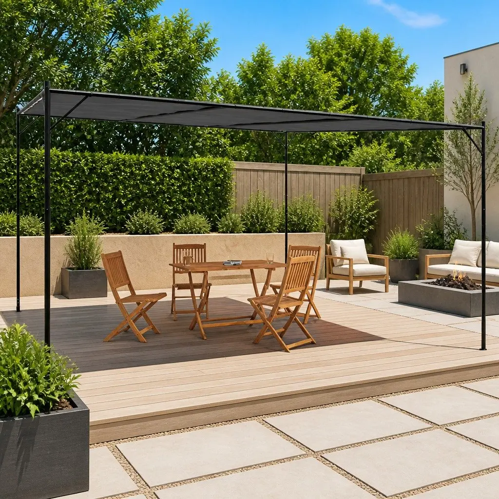 Anthracite 4x4 m Outdoor Canopy with Steel Frame