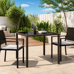 Brown Outdoor Dining Table 90x90x75cm with Poly Rattan