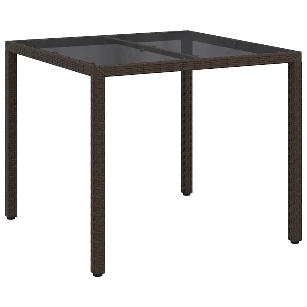 Brown Outdoor Dining Table 90x90x75cm with Poly Rattan