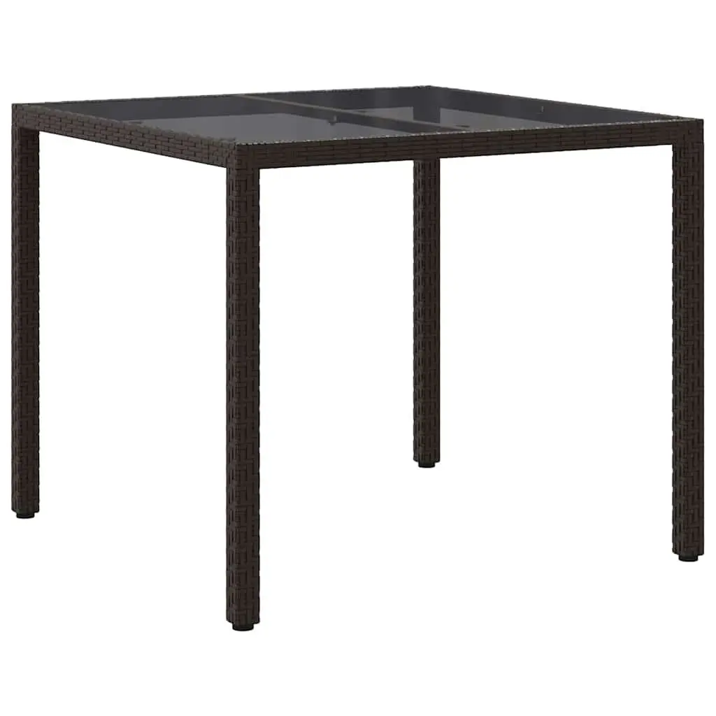 Brown Outdoor Dining Table 90x90x75cm with Poly Rattan