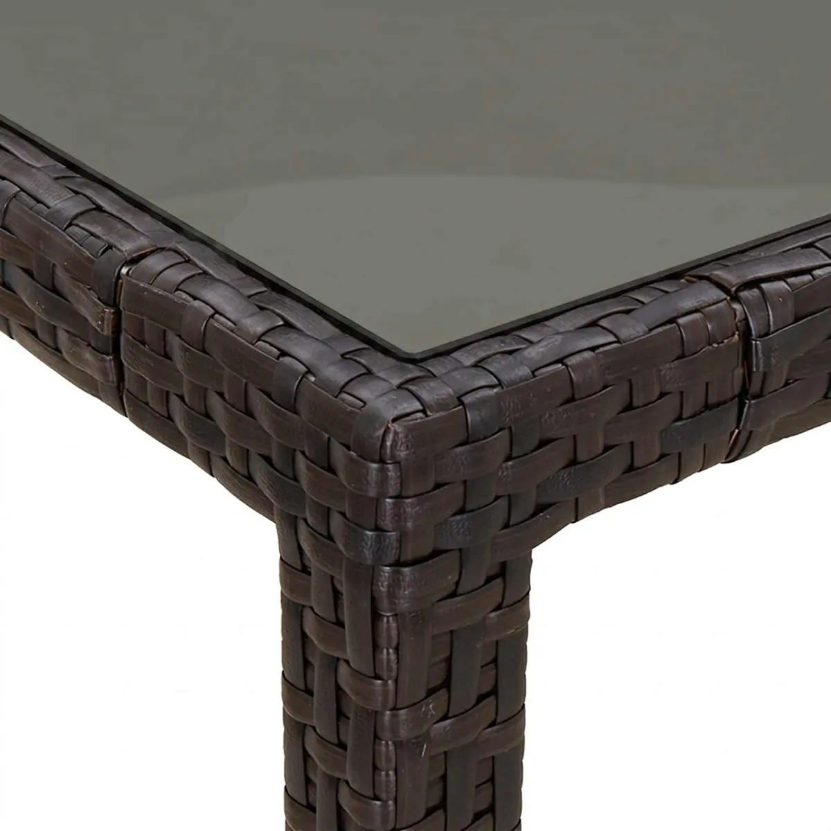 Brown Outdoor Dining Table 90x90x75cm with Poly Rattan