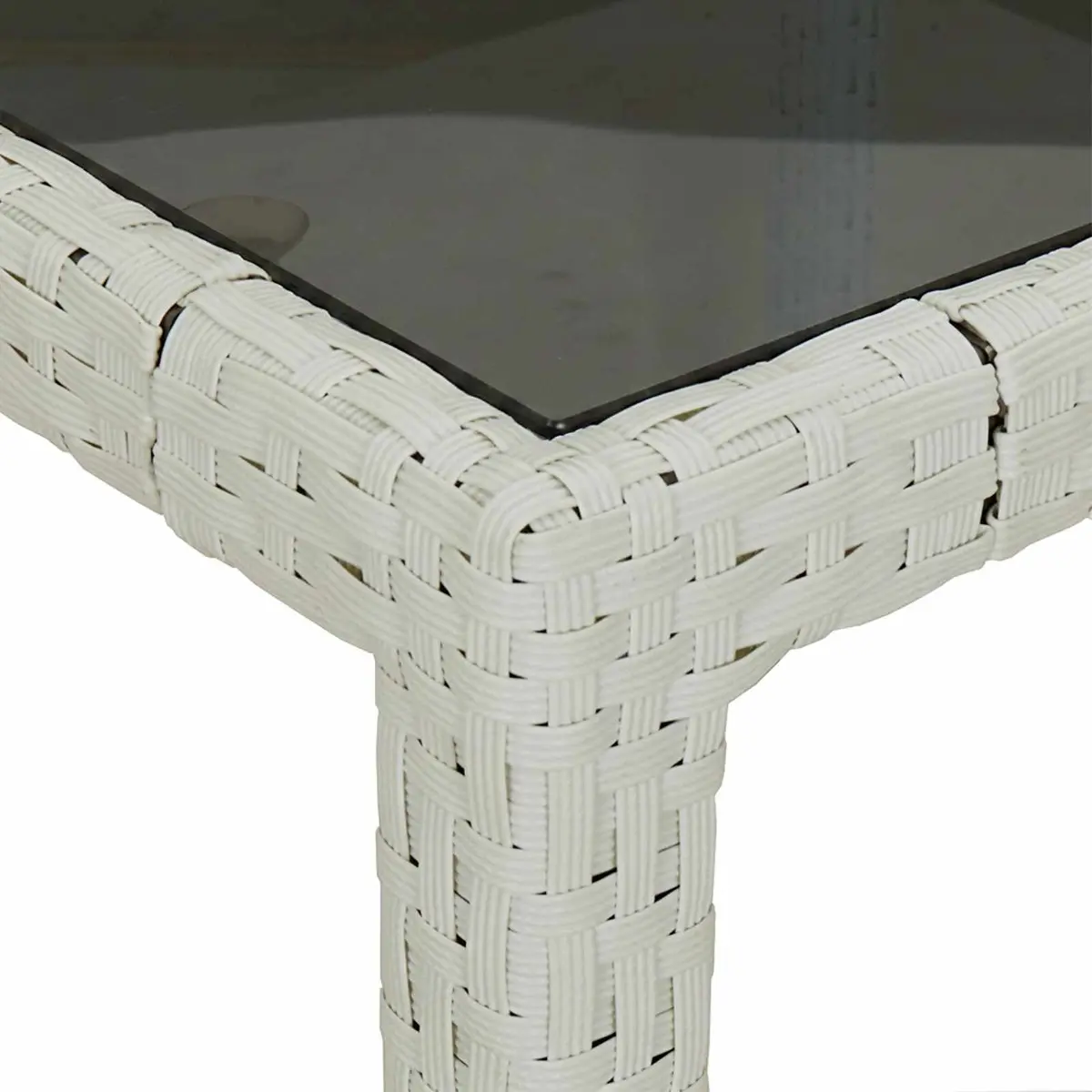 White Poly Rattan Garden Dining Table 90x90x75cm