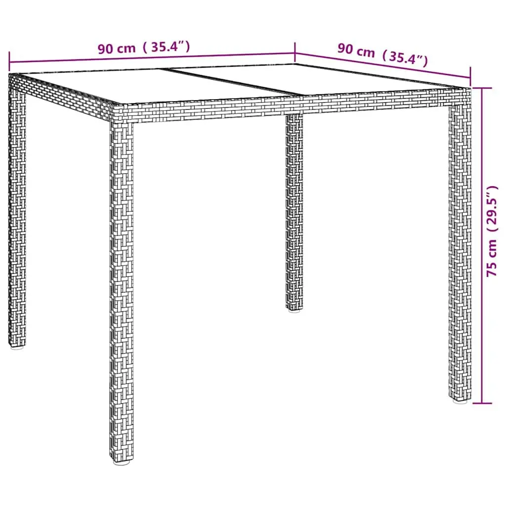 White Poly Rattan Garden Dining Table 90x90x75cm