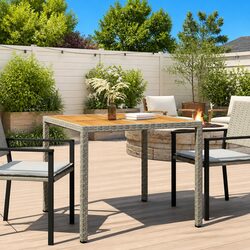 Grey Poly Rattan Garden Table 90 x 90 x 75 cm