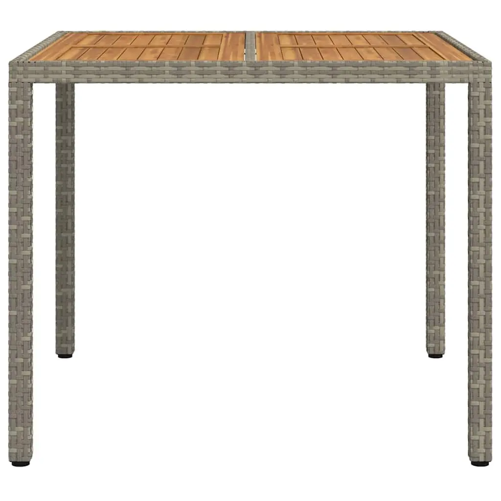 Grey Poly Rattan Garden Table 90 x 90 x 75 cm