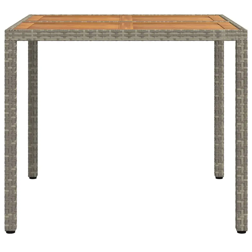 Grey Poly Rattan Garden Table 90 x 90 x 75 cm