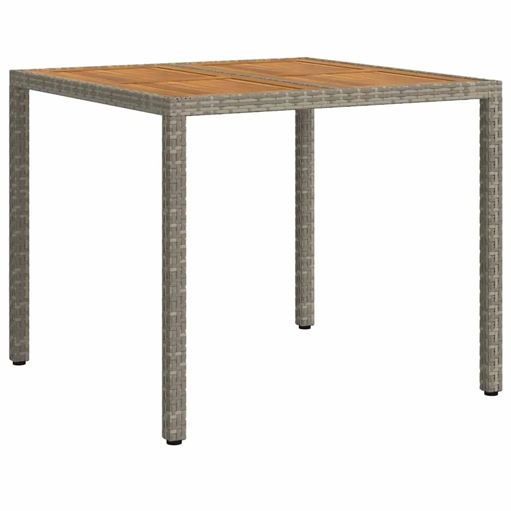 Grey Poly Rattan Garden Table 90 x 90 x 75 cm