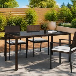 Outdoor Brown Dining Table 150x90x75cm in Poly Rattan