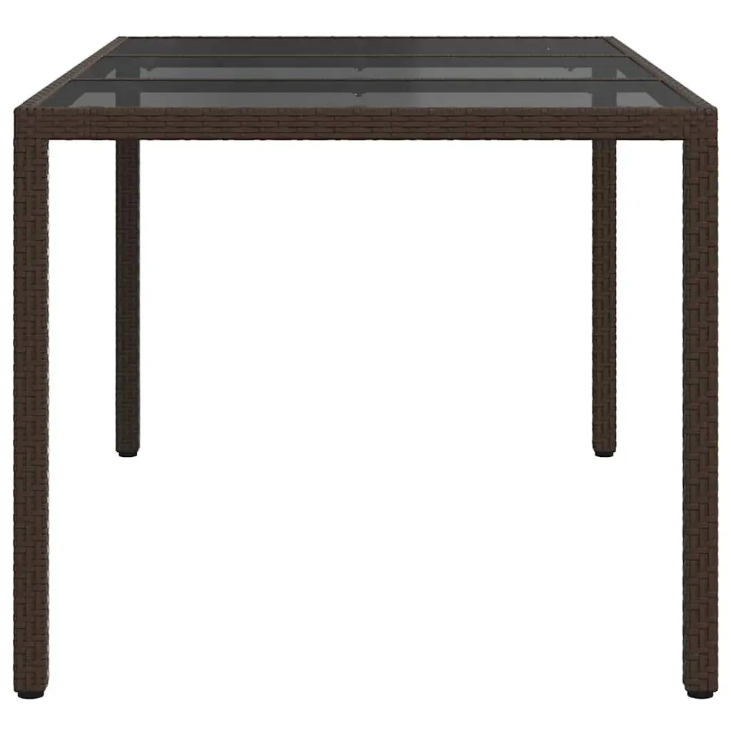 Outdoor Brown Dining Table 150x90x75cm in Poly Rattan