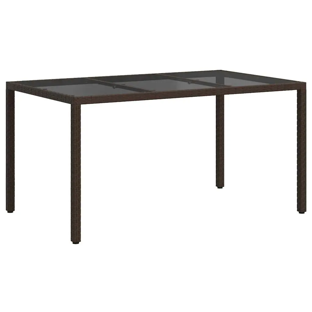 Outdoor Brown Dining Table 150x90x75cm in Poly Rattan