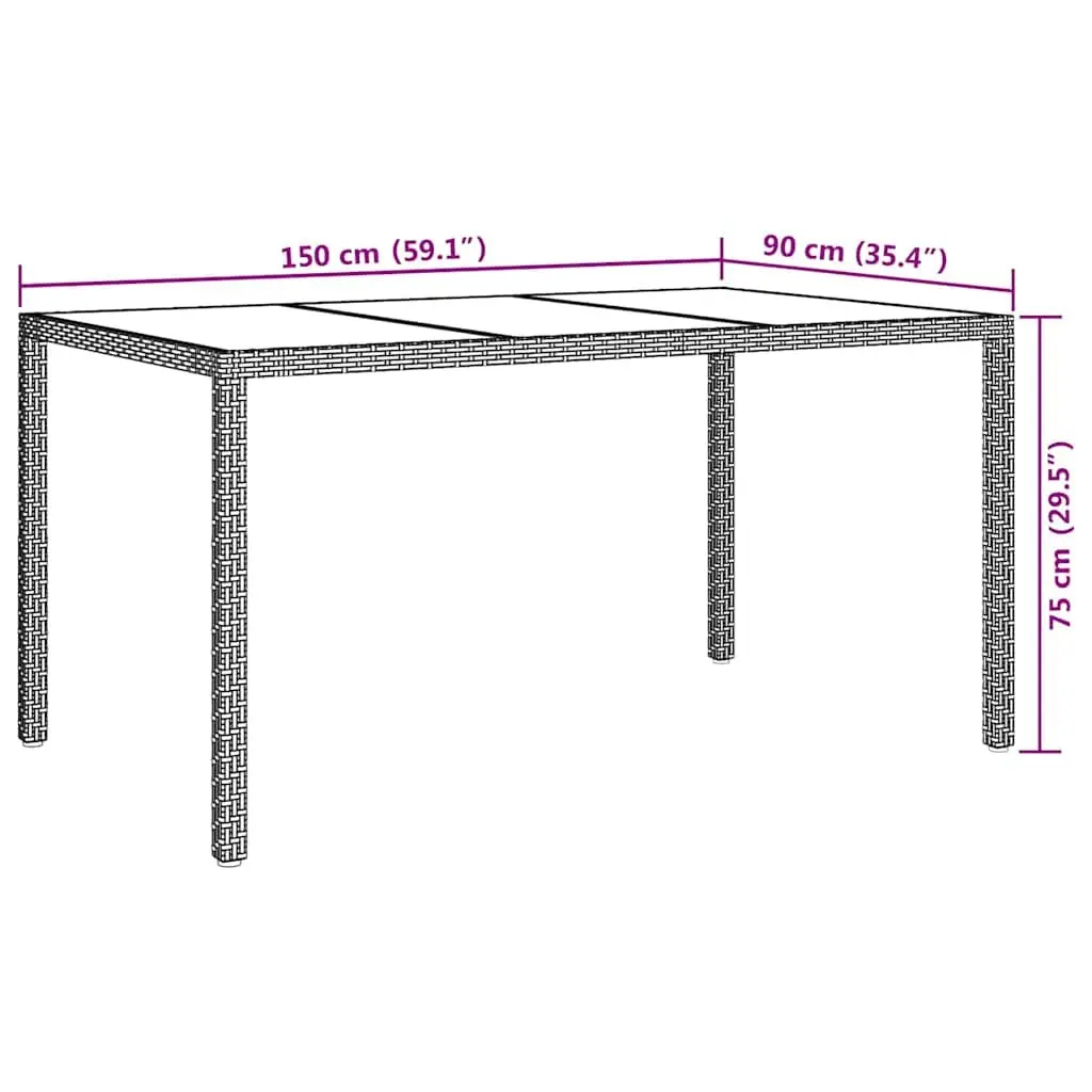 White Poly Rattan Garden Dining Table 150x90x75cm