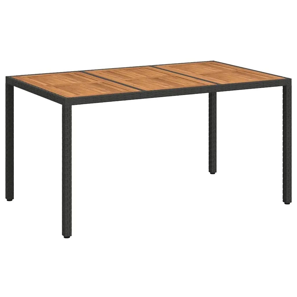 Black Poly Rattan Garden Dining Table 150x90x75cm