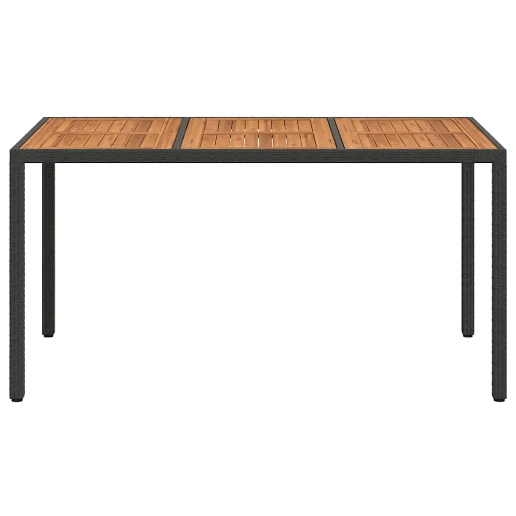 Black Poly Rattan Garden Dining Table 150x90x75cm