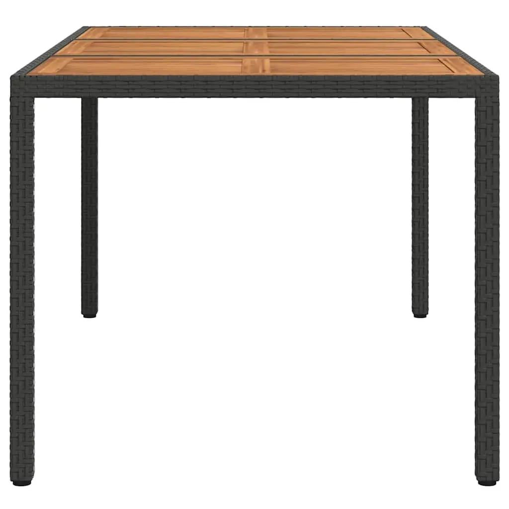 Black Poly Rattan Garden Dining Table 150x90x75cm