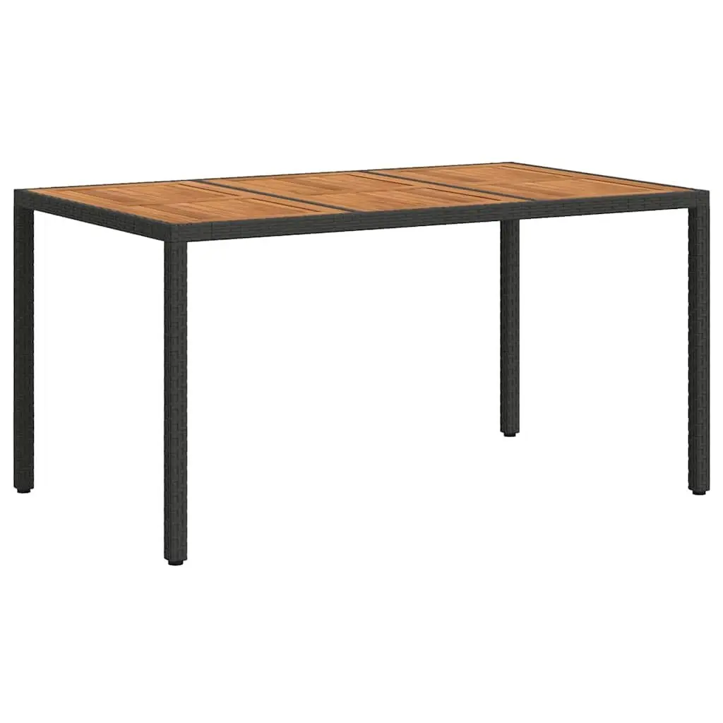 Black Poly Rattan Garden Dining Table 150x90x75cm