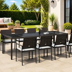 Brown Outdoor Dining Table with Steel Frame 250x100x75cm
