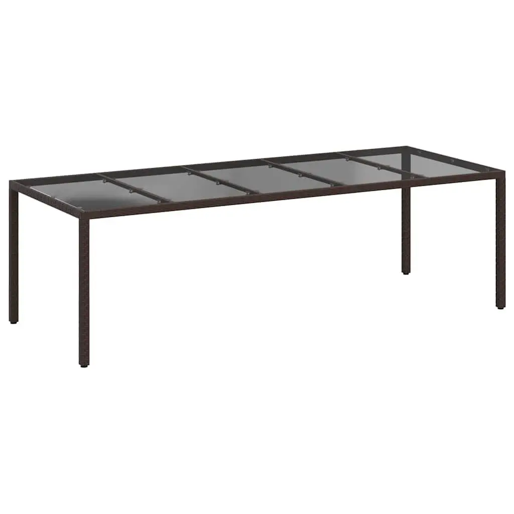 Garden Dining Table Poly Rattan Steel Frame 250x100x75cm Brown