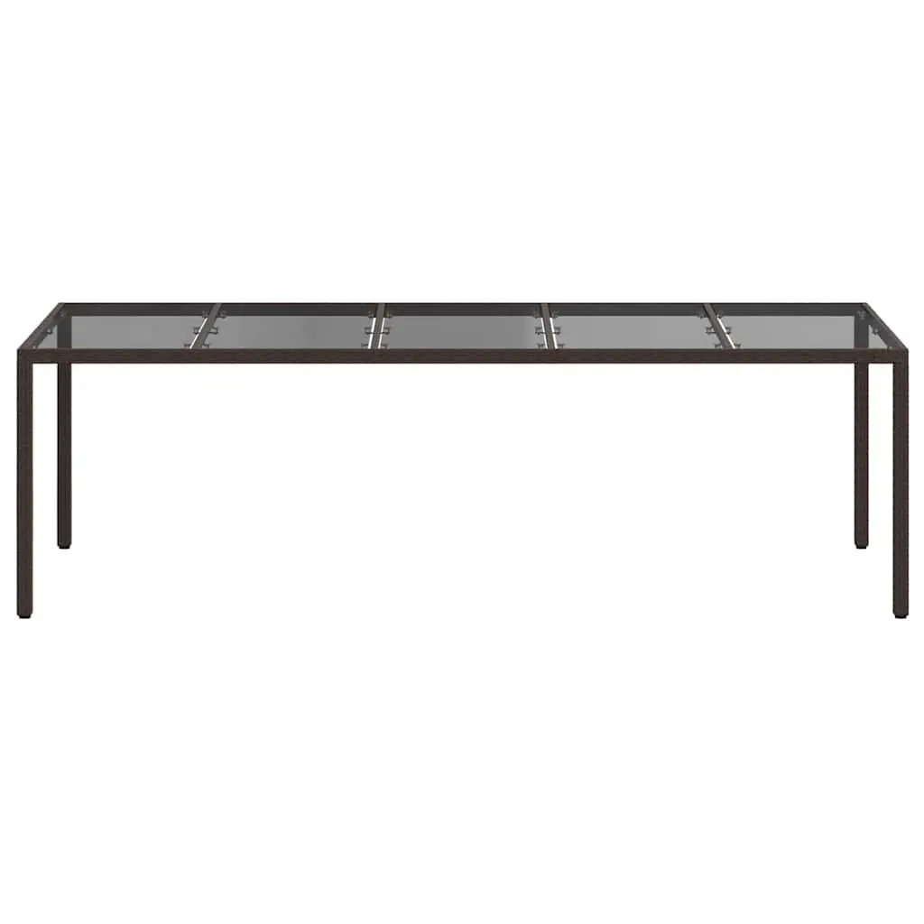 Garden Dining Table Poly Rattan Steel Frame 250x100x75cm Brown