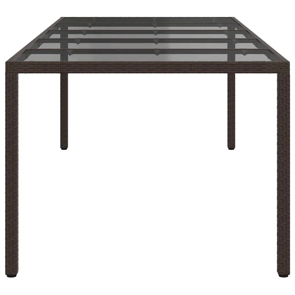 Garden Dining Table Poly Rattan Steel Frame 250x100x75cm Brown