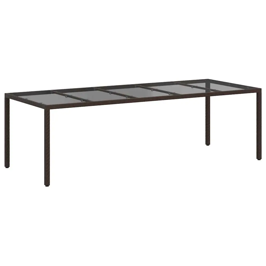 Garden Dining Table Poly Rattan Steel Frame 250x100x75cm Brown