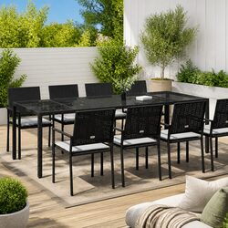 Sturdy Black Outdoor Dining Table 250x100x75cm