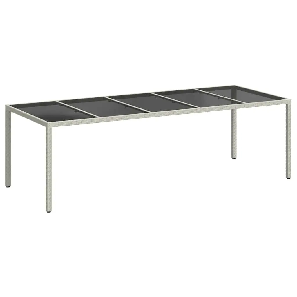 Garden Table Poly Rattan 250x100x75cm White Tempered Glass