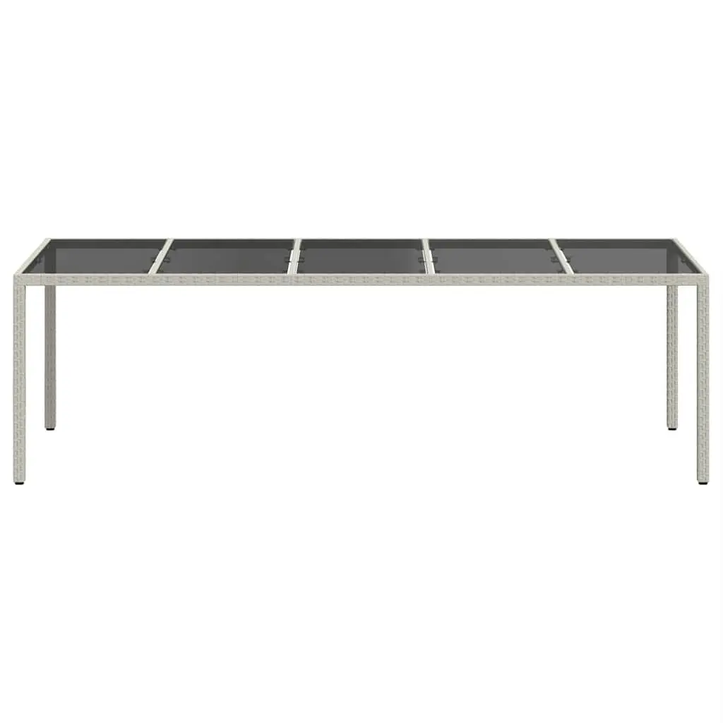 Garden Table Poly Rattan 250x100x75cm White Tempered Glass