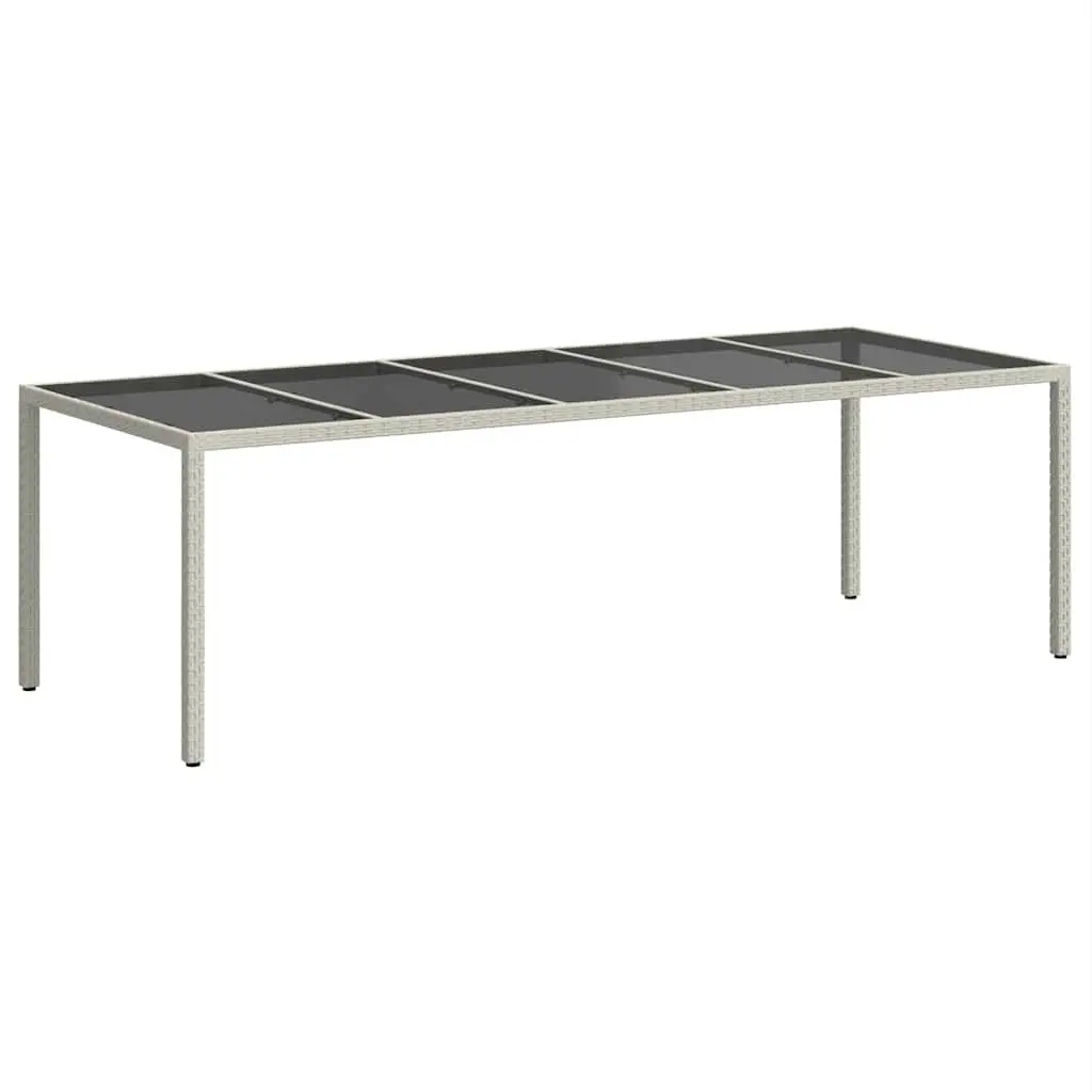 Garden Table Poly Rattan 250x100x75cm White Tempered Glass