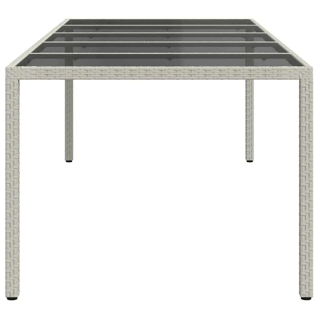 Garden Table Poly Rattan 250x100x75cm White Tempered Glass