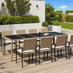 Beige Outdoor Garden Dining Table 250x100x75cm Poly Rattan