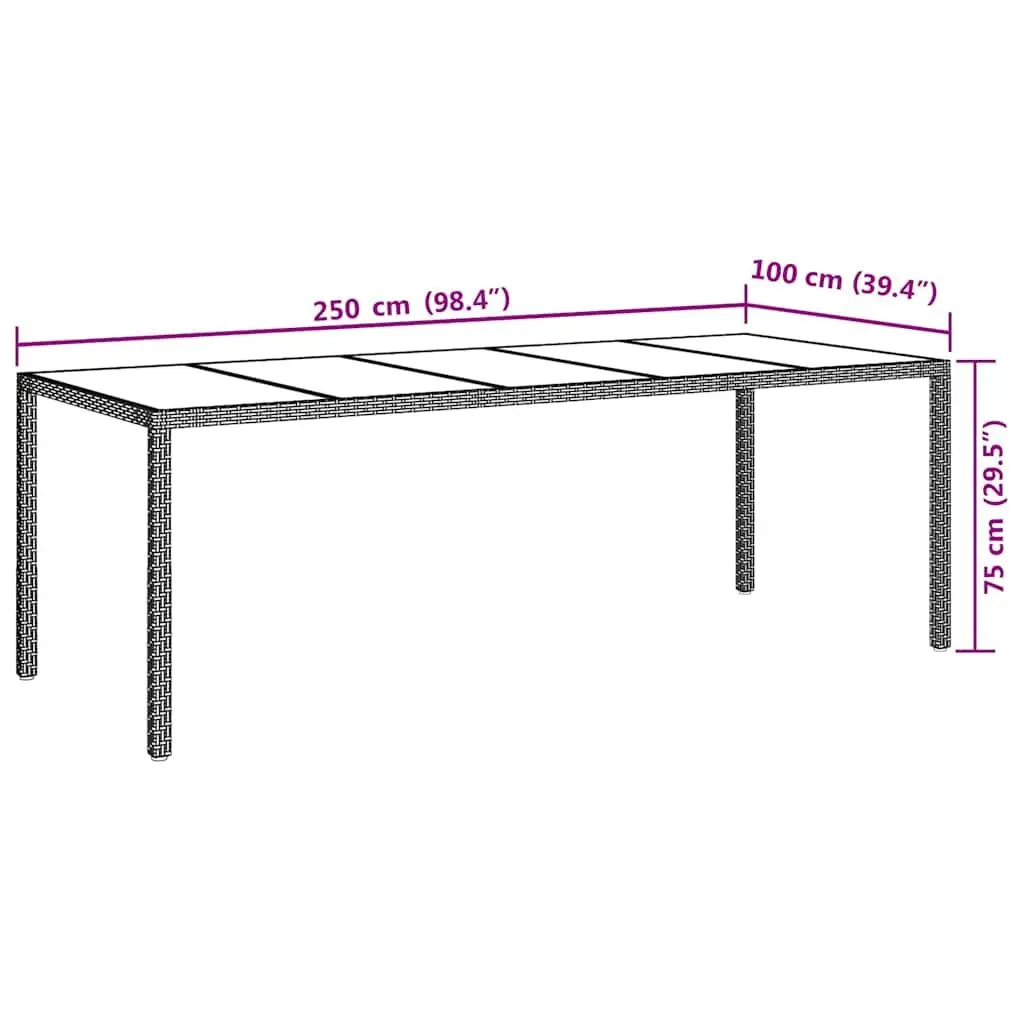 Garden Dining Table Poly Rattan Steel Frame Beige 250x100x75cm
