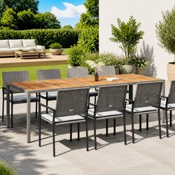 Durable Grey Poly Rattan Garden Dining Table 250x100x75cm