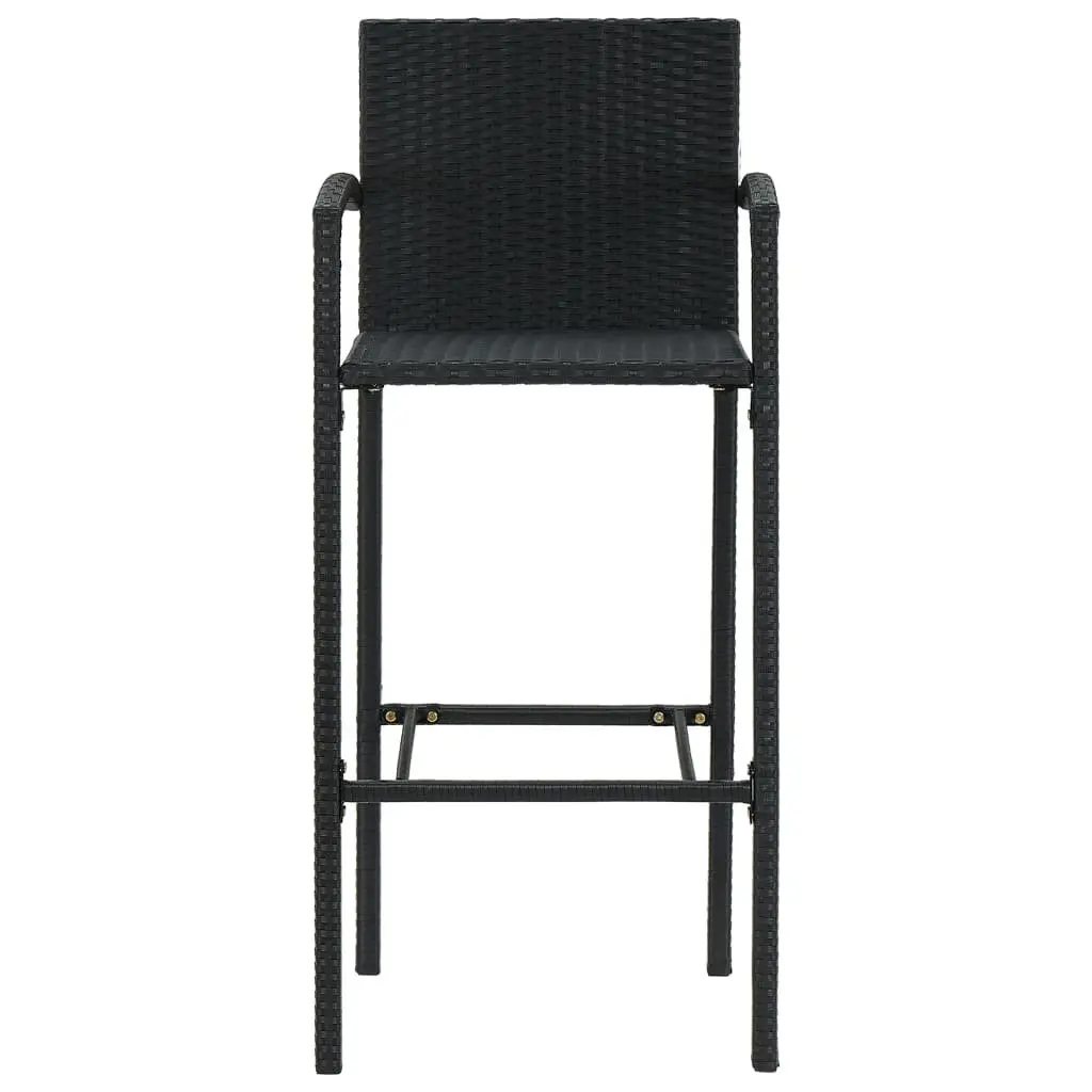 Black Poly Rattan Bar Stools Set of 4