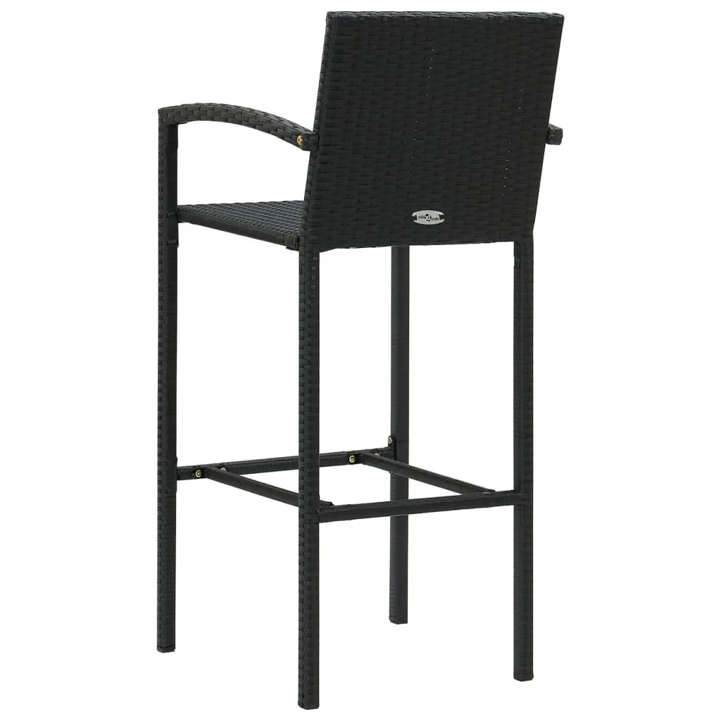 Black Poly Rattan Bar Stools Set of 4
