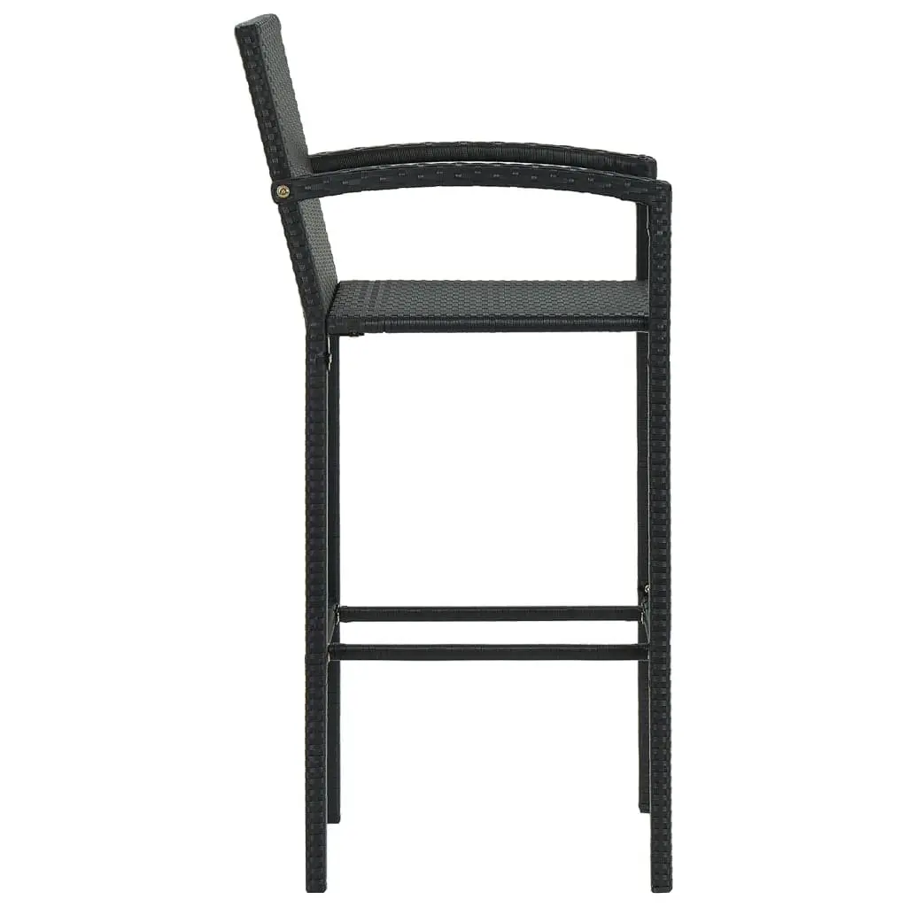 Black Poly Rattan Bar Stools Set of 4