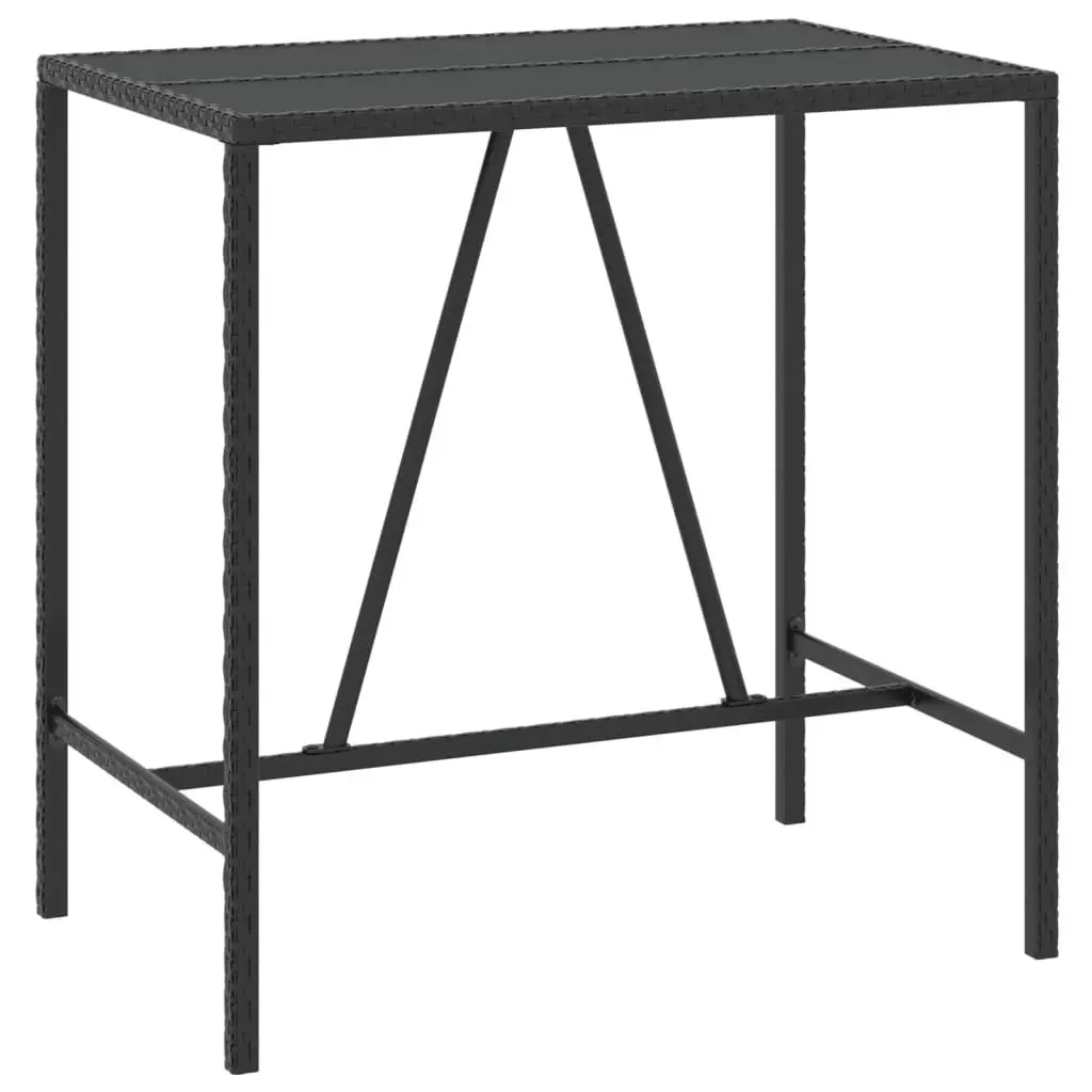 Black Bar Table with Tempered Glass Top