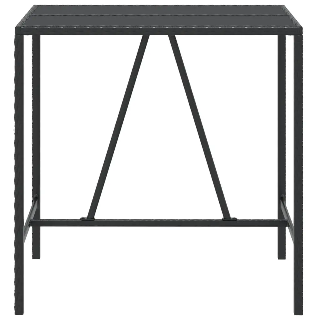 Black Bar Table with Tempered Glass Top