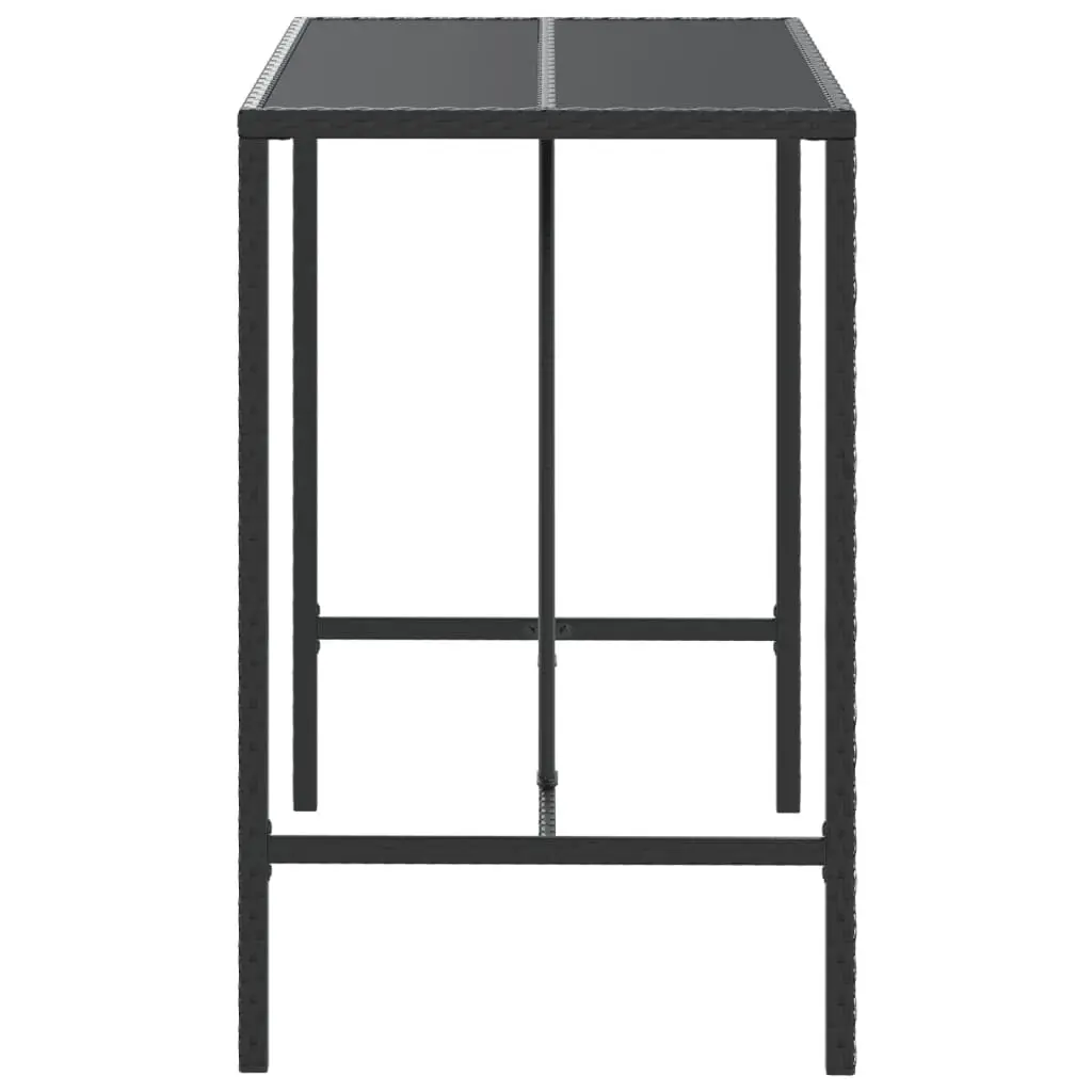 Black Bar Table with Tempered Glass Top