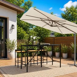 Durable Black Bar Table with Glass Top for Outdoors