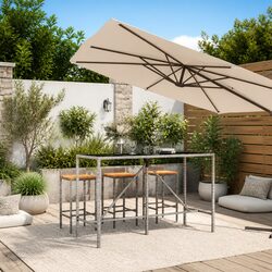 Stylish Outdoor Bar Table with Tempered Glass Top