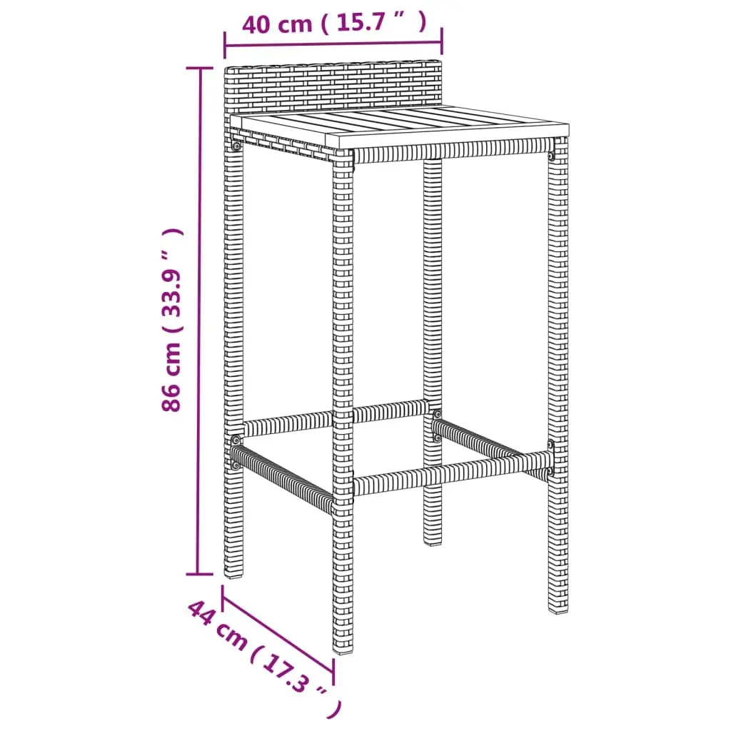 Bar Stools 2 pcs Black for Indoor Outdoor Use