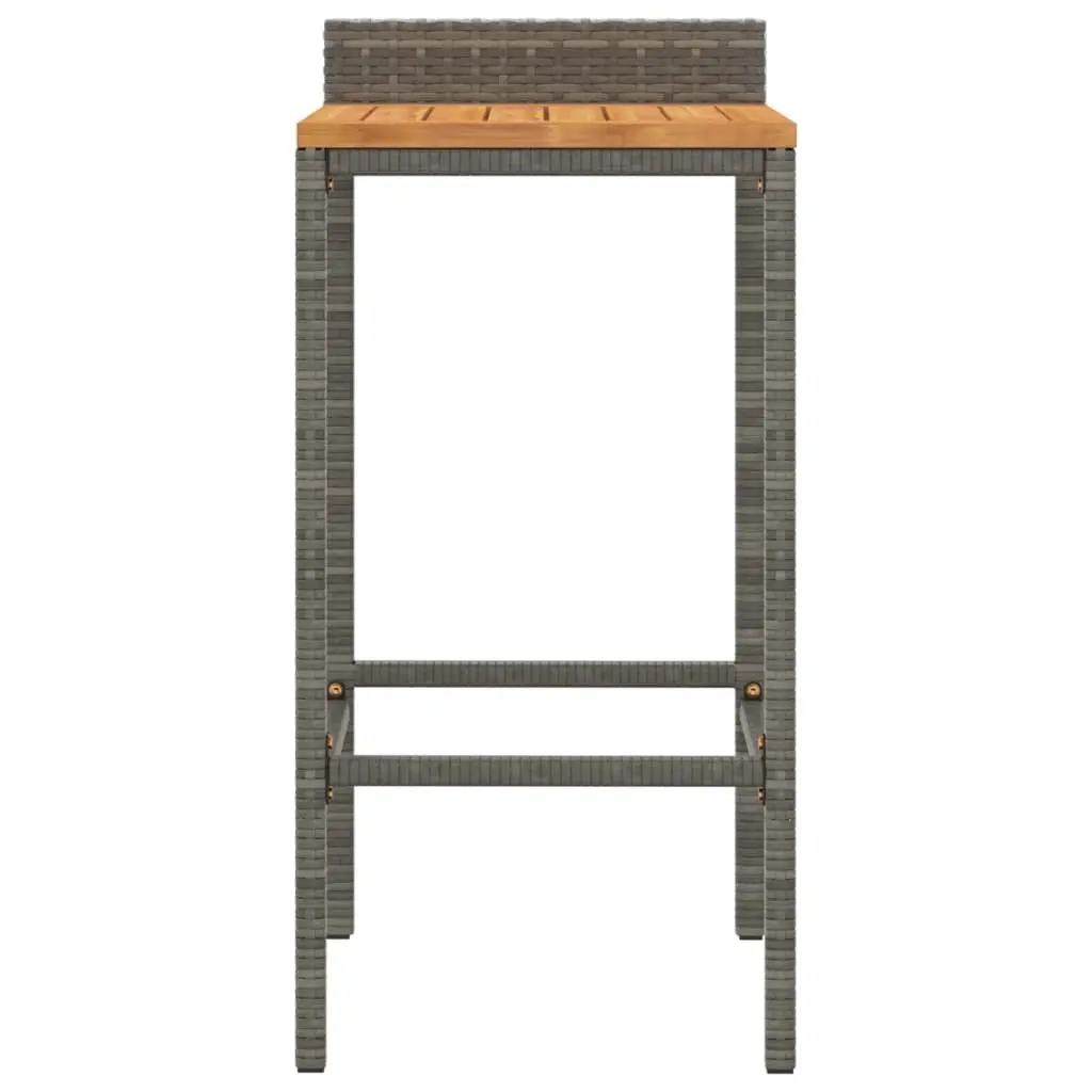 Bar Stools 2 pcs Grey Outdoor Indoor Rattan Wood Acacia Kitchen Breakfast