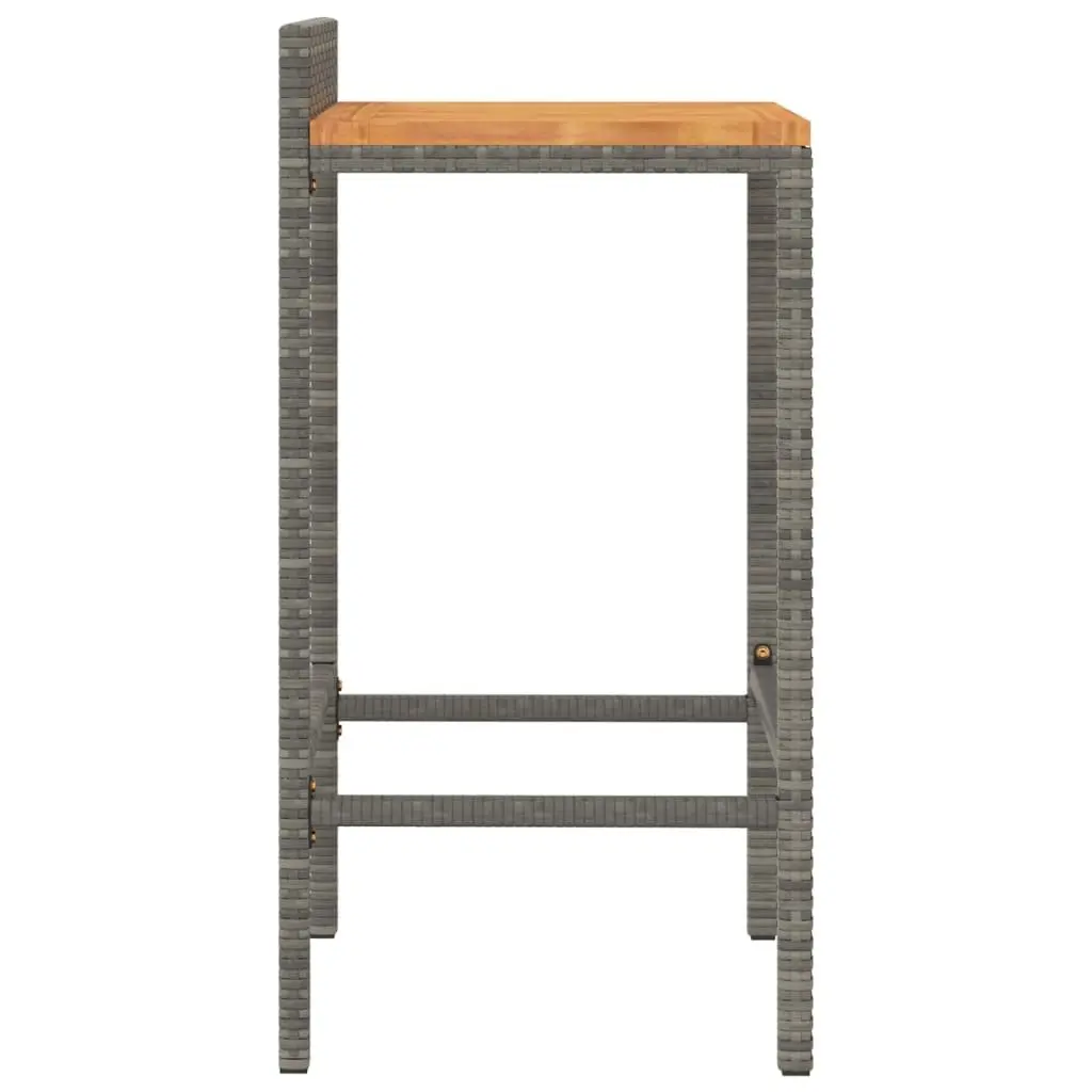 Bar Stools 2 pcs Grey Outdoor Indoor Rattan Wood Acacia Kitchen Breakfast