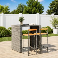 Durable Bar Stools Set of 2 in Grey Poly Rattan