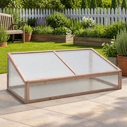Sturdy Grey Wooden Greenhouse for Plants 110x56x39cm