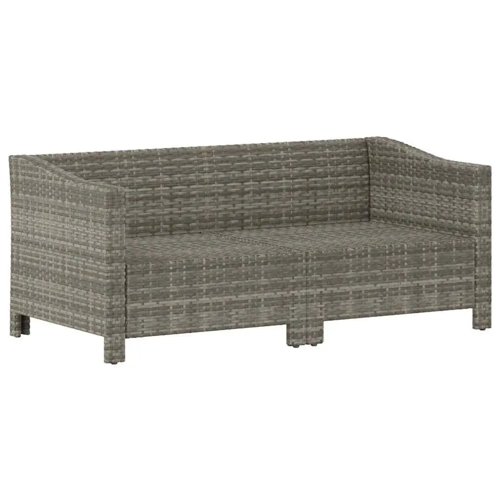 Garden Lounge Set Poly Rattan 2 Piece Outdoor Furniture Grey with Cushions