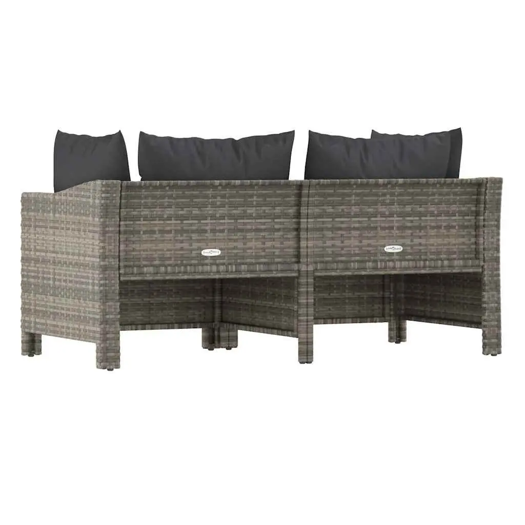 Garden Lounge Set Poly Rattan 2 Piece Outdoor Furniture Grey with Cushions