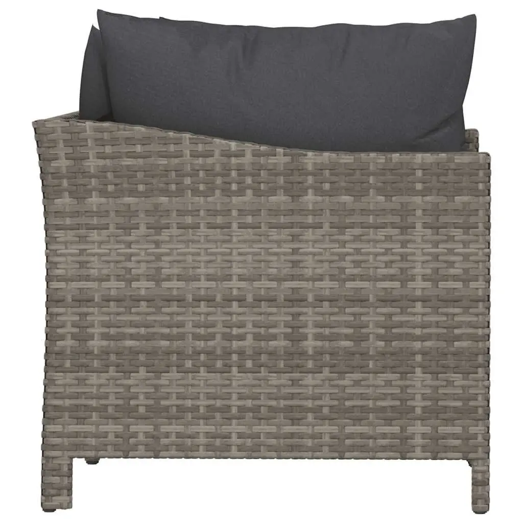 Garden Lounge Set Poly Rattan 2 Piece Outdoor Furniture Grey with Cushions