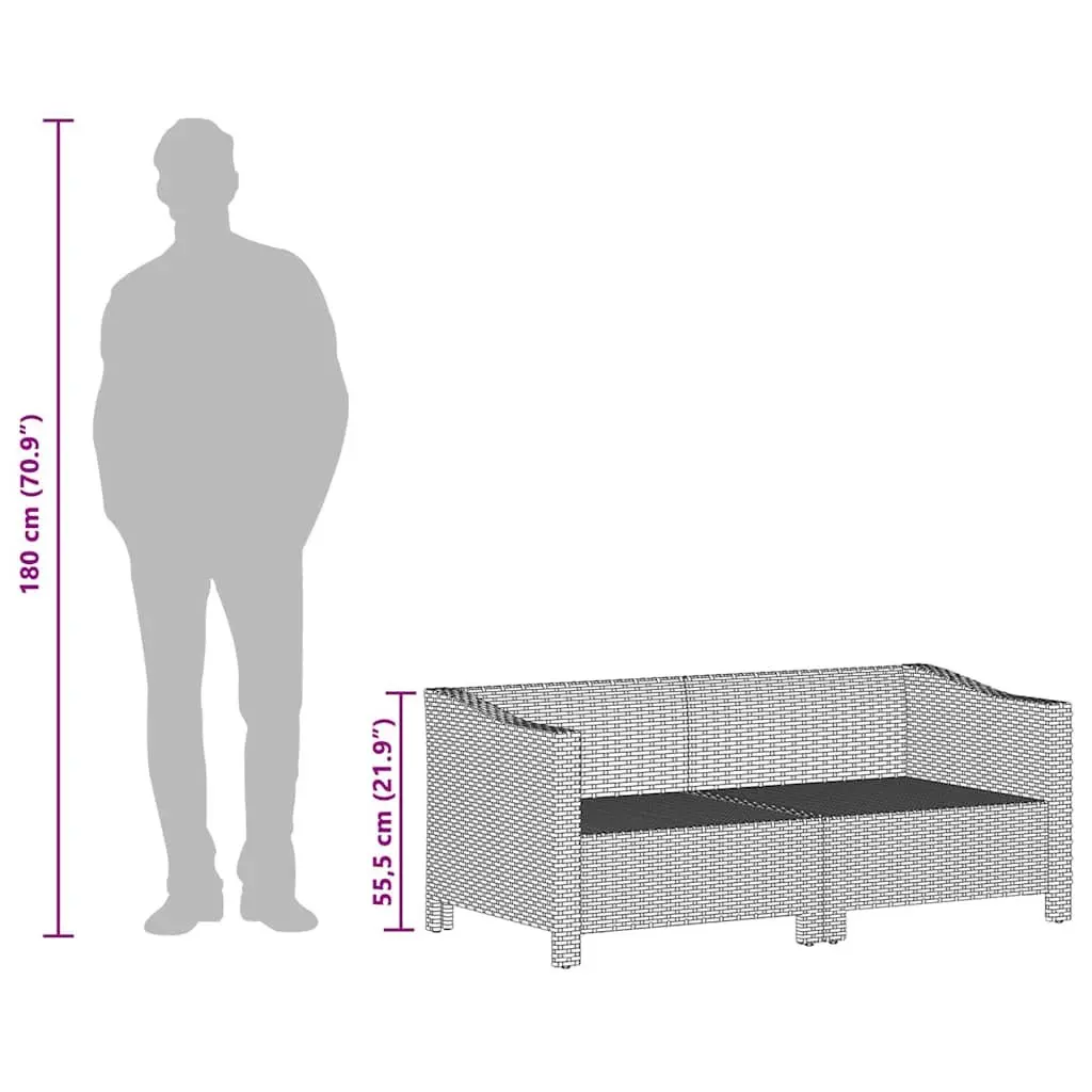 Garden Lounge Set Poly Rattan 2 Piece Outdoor Furniture Grey with Cushions